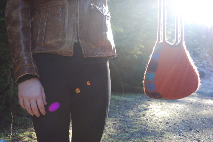 Orange Felt Purse, Shoulder Bag