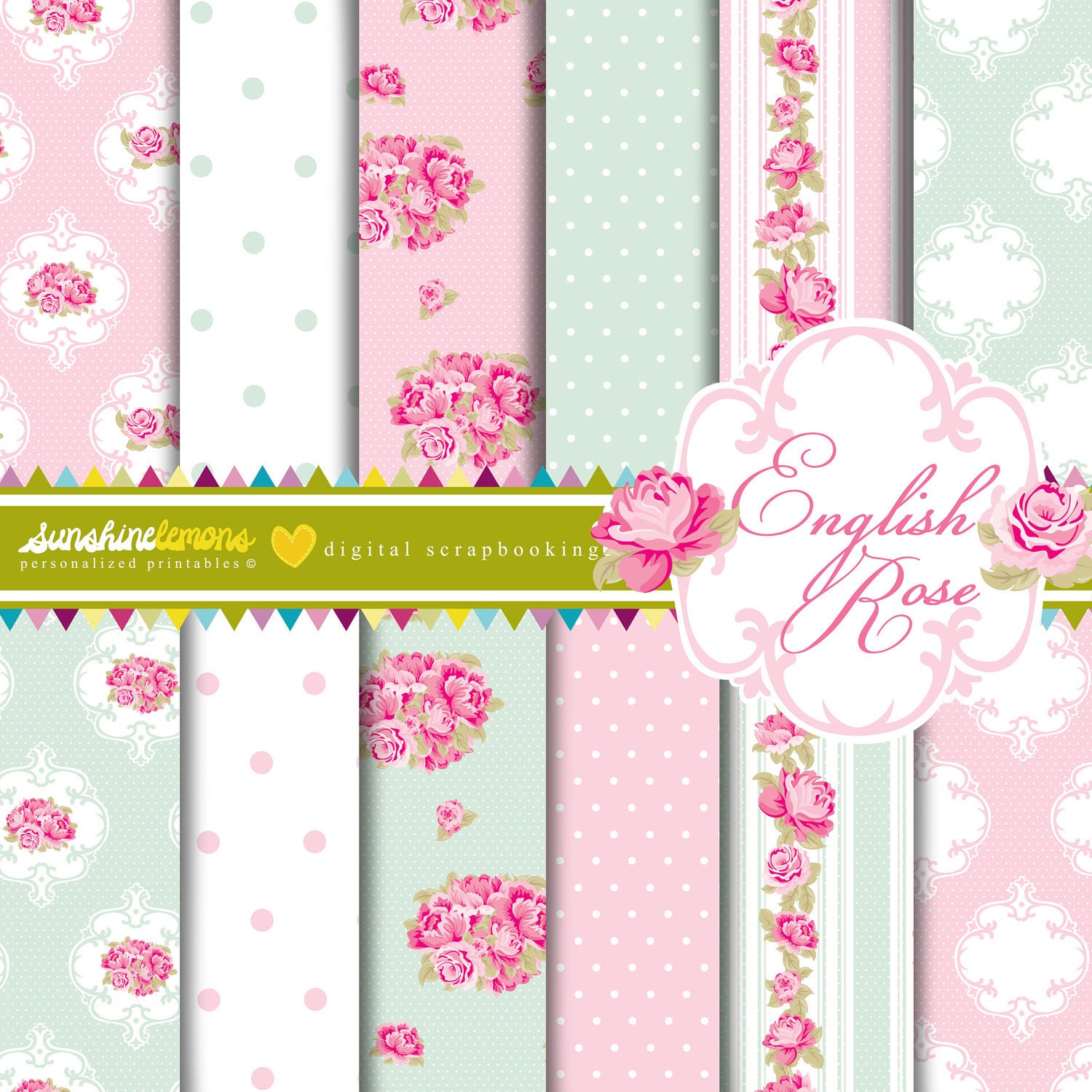 English Rose Digital Scrapbooking Paper