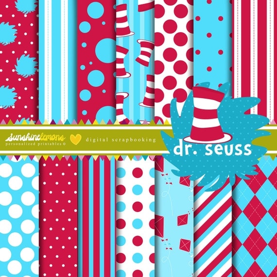 Dr Seuss Digital Paper Pack - Set of 14 Papers