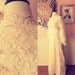 Romantic 1960's Edwardian Style Wedding Gown and Matching Cathedral Veil- Small