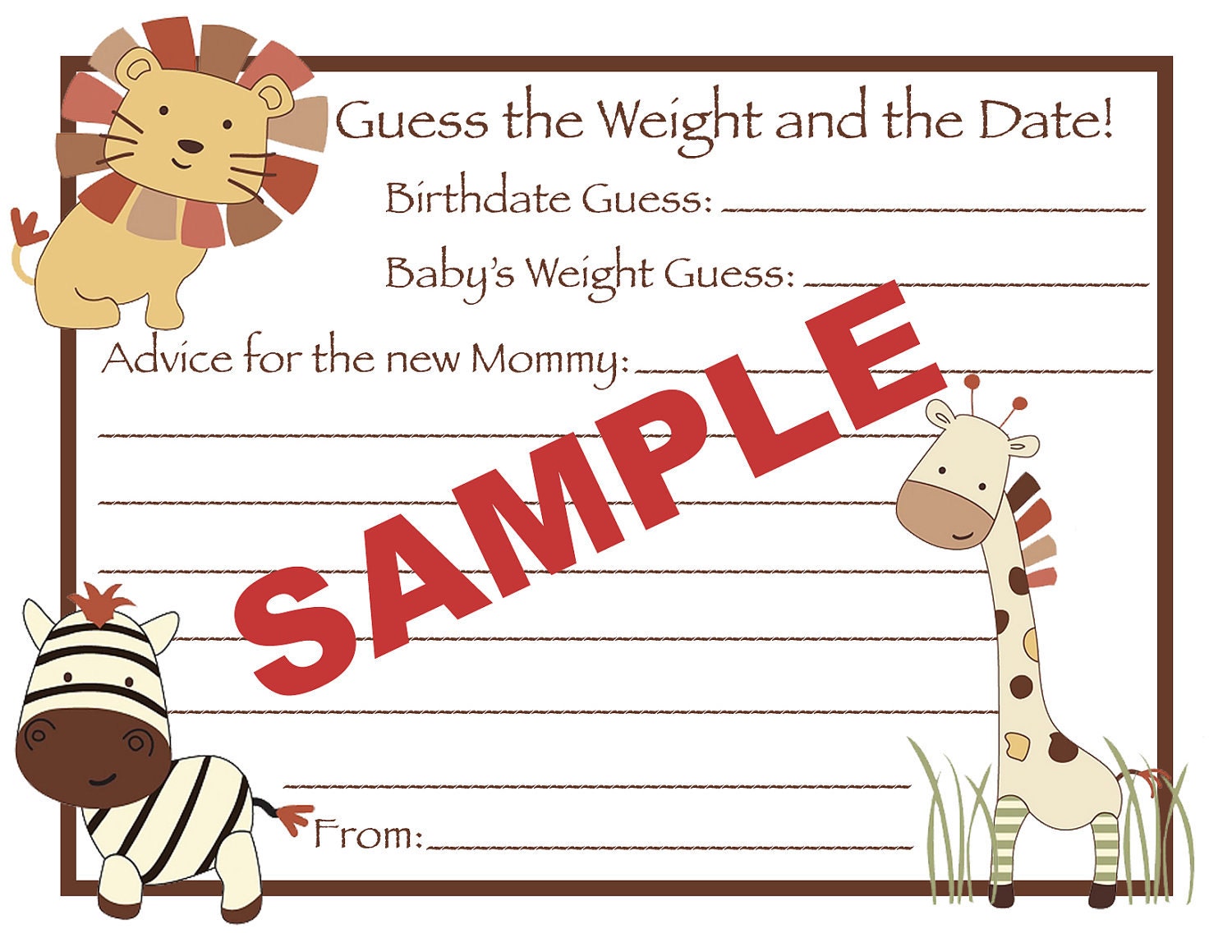 983 New baby shower game guess the weight 276 24 Printed CoCaLo Nali Jungle Baby Shower Guess by BDesigns4You 