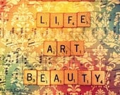 11x14" Music Life Art Scrabble Tile Colorful Fine Art Photographic Print Rainbow