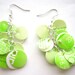Recycled plastic bottle earrings fresh bright green circles petals upcycled jewelry, eco friendly, sustainable great for summer