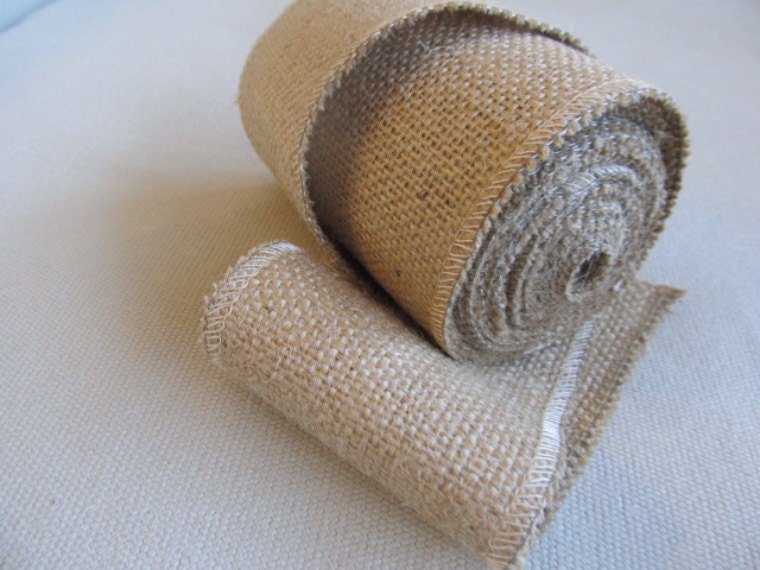 3 inch light Natural Burlap ribbon/ 5 yard piece