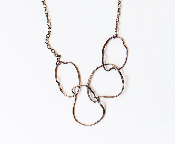 Extra long antique brass necklace.  Handmade funky jewlery.