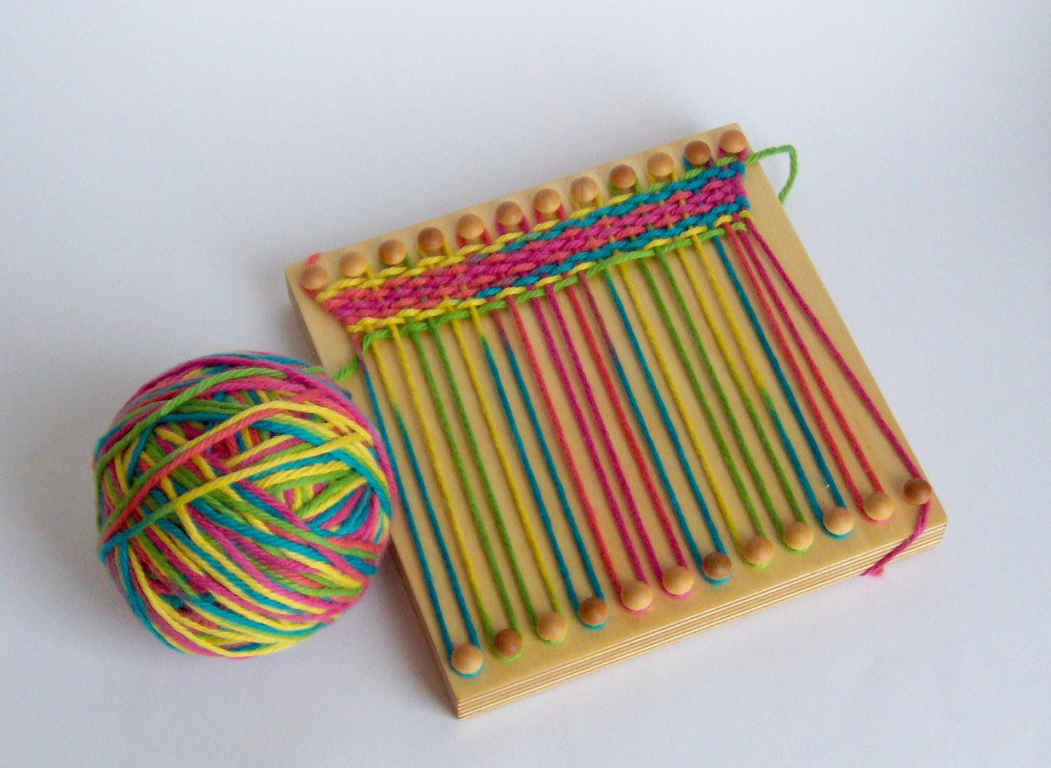 Wood weaving loom for kids crafts / fine motor wood toy