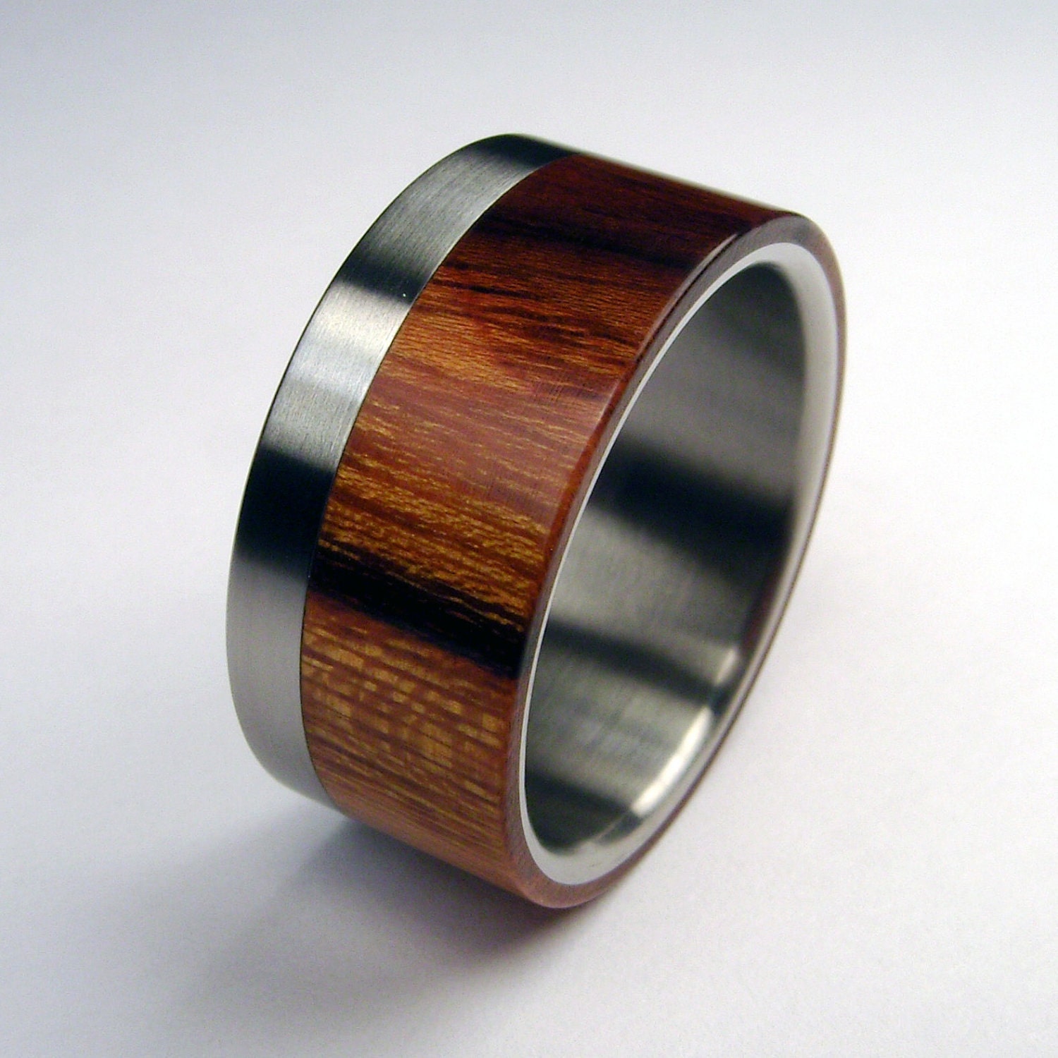 Titanium and Wood wedding ring -- Titanium Stripe