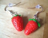 Strawberry fruit earrings made from polymer clay