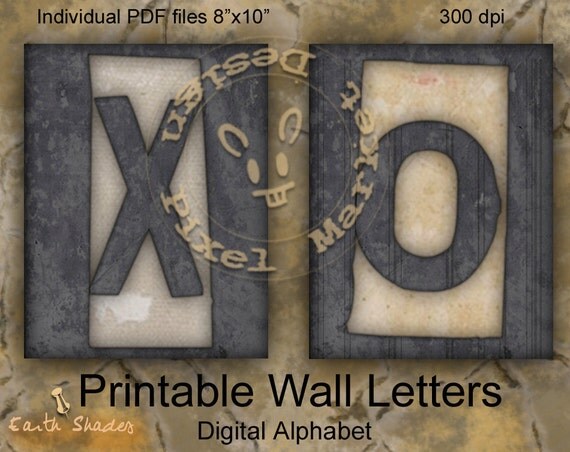 Alphabet Wall Hanging Frame PRINTABLE WALL LETTERS by pixelmarket