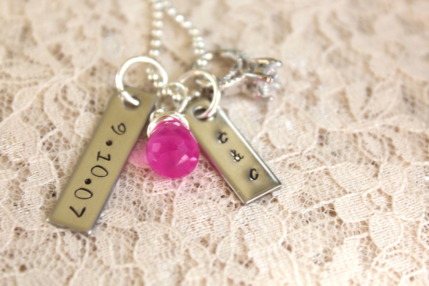 Wedding date- Hand stamped necklace