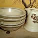 Pfaltzgraff Village Pattern Cream Pitcher and four bowl breakfast set Free Shipping