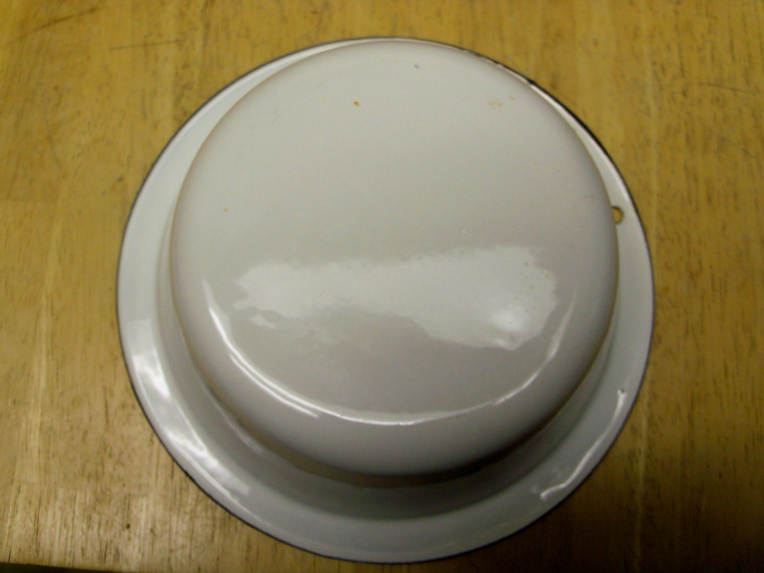 Vintage Enamelware Porcelain on Metal Bowl with black edging Free Shipping