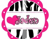 DIY Printable Hot Pink Zebra Iron On Transfer - PERSONALIZED Digital Image for Onesies or Bibs or Tee Shirts
