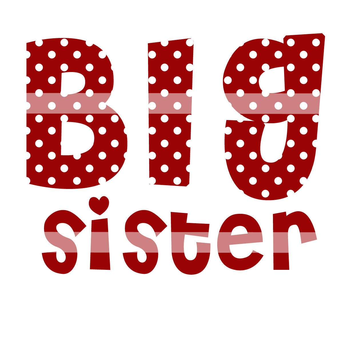 DIY Printable Big Sister Iron On Transfer in Red by pixelilicious