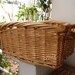 Vintage French,large wicker storage basket with wooden handles,shabby chic/cottage chic/laundry/bicycle basket