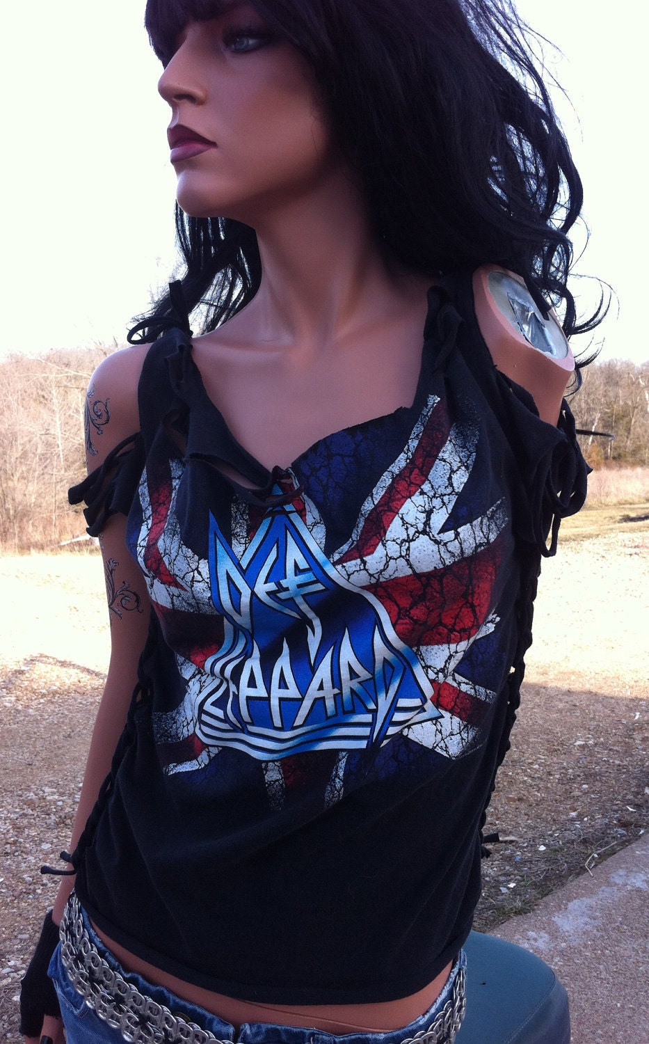 Black Def Leppard Shredded Band Shirt