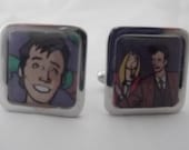Dr Who and Rose // Recycled comic Cufflinks// Marvel comic cufflinks