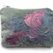 Appliqued zipped pouch - velvet purse - embroidered cosmetic pouch