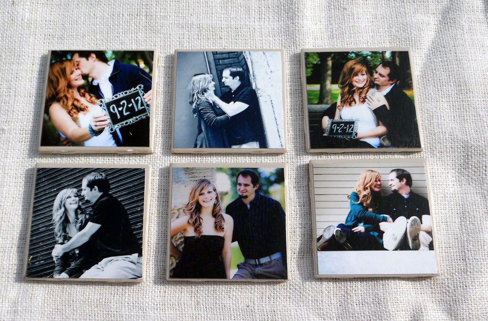 Six Water Resistant Photo Coasters includes printing of photos