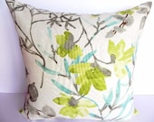 Floral Braemore Decorative Pillow Cover 20X20-Home Decor Fabric-Throw Pillow-Living Room Pillow-Grey-Turquoise-Green