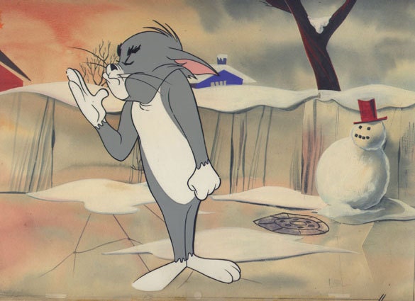 Chuck Jones Original Animation Production cel 1963 Tom & Jerry RARE Large cel Tom with Background