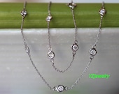 Geninue diamond bazel setting beautiful Necklace , 14k white gold by YZjewelry on Etsy / Beautiful & Elegant