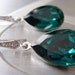 Emerald Earrings - Crystal Green Emerald Earrings - Crystal Swarovski Cabochon - Ear wires Zirconia