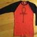 graphic printed women's SMALL tshirt - Ankh - american apparel long sleeve, black and red