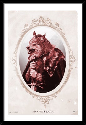 LIMITED EDITION- House Stark -13x19- game of thrones, stark, movie poster, film, poster, retro