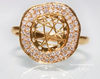 Cosmic Bliss Sphere Diamonds and 14K Gold Ring.