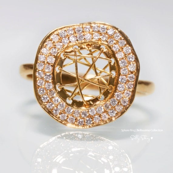 Cosmic Bliss Sphere Diamonds and 14K Gold Ring.