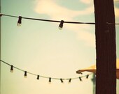 Bulbs Party Lights Summer Sky - 8''x10'' Photo - 20x25 cm Photography - Home Wall Decor - Blue White - Clouds - Fine Art  Print