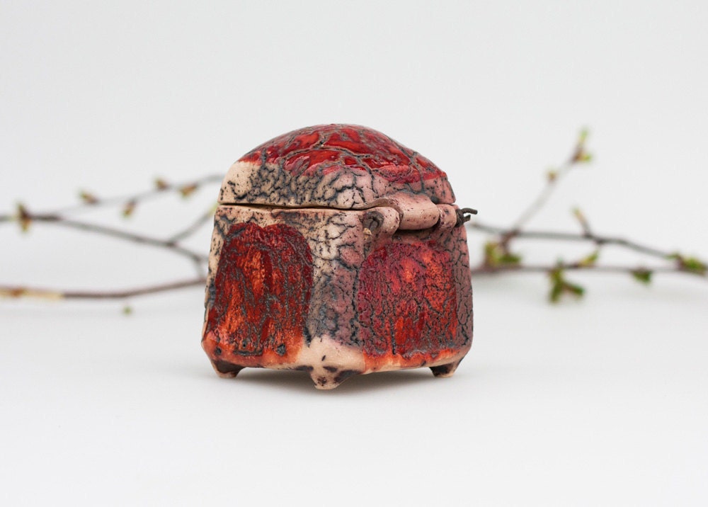 trinket box - ceramic jewelry box little chest - Valentines Day gift