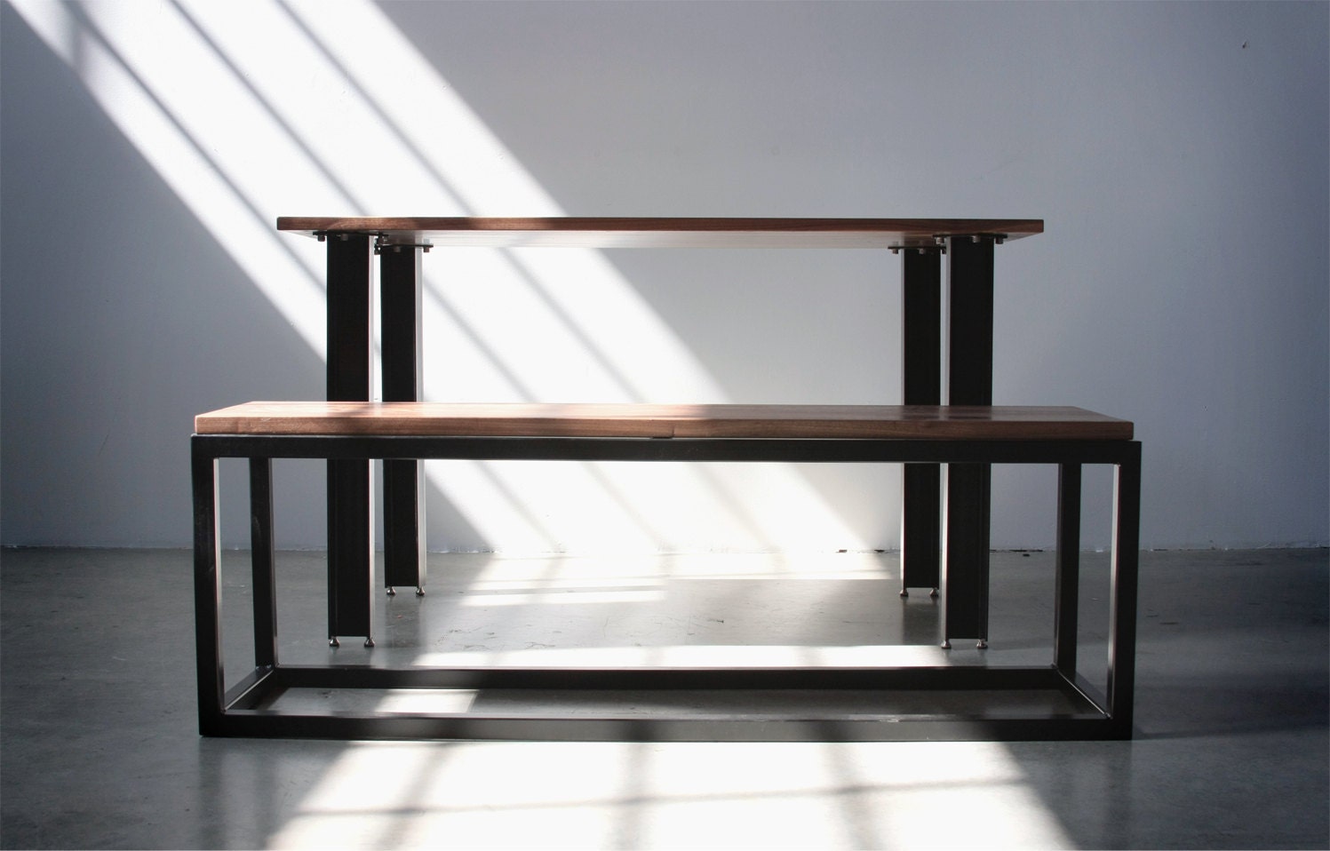 Handmade Walnut and I-Beam Dining Table