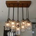 Handcrafted 14 Mason Jar Pendant Light Chandelier w/ Rustic Style Wood Crate Canopy