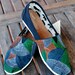 Colorful pinstripe TOMS shoes