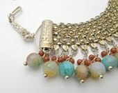Upcycled Antique Silver Fire Agate Ethnic Necklace