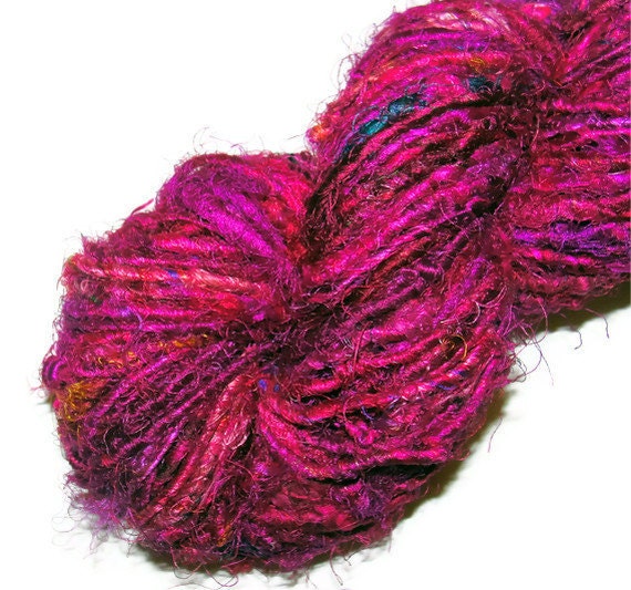 Recycled Sari Silk Yarn Pink Magenta Hot Pink