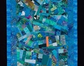 Turquoise Teal  Aquamarine Quilt Wall Hanging