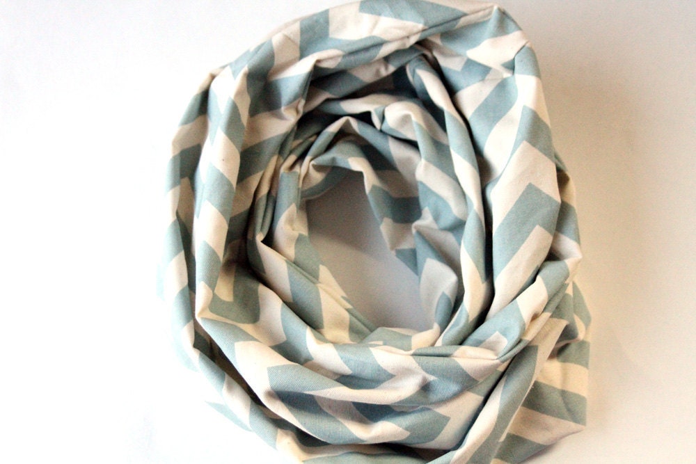 Chevron Scarf - Light Blue and Cream Infinity