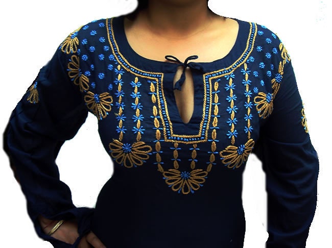 Valentines day Plus size Womens Tunic Hand Embroidered Kurti Top Kaftan Sari Kameez Free gift on purchase