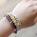 TINNLILY Pearl Leather and Brass Double Wrap Hex Nut Bracelet