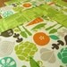Garden Vegetable Placemats (4) with Carrots, Beets, Asparagus, Peas, Artichokes on a Natural Background - Kitchy Kitchen Fabric