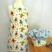 Little Boys Apron and Hat Set with Friendly Robots on a Blue Grid Paper Background - Kaufman Robot Factory Organic