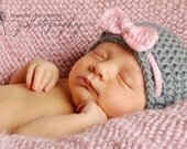 Baby Girl Hat Newborn Girl Hat Photography Prop Knit Crochet Beanie Photo Prop Infant Girl Grey Pink Soft Elegant