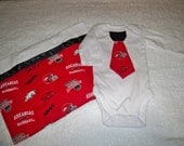 Arkansas Razorback Burp Cloth & Tie Onesie Baby Boy Gift Set