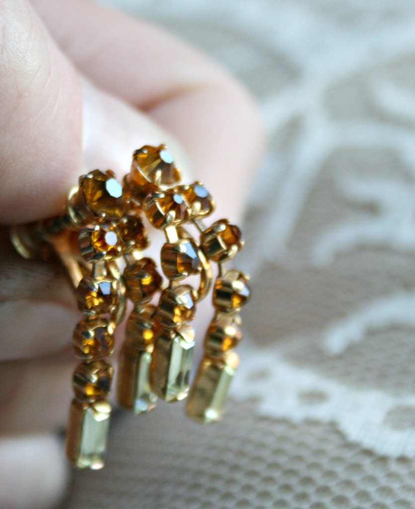 Amber Rhinestone Dangling Beauties