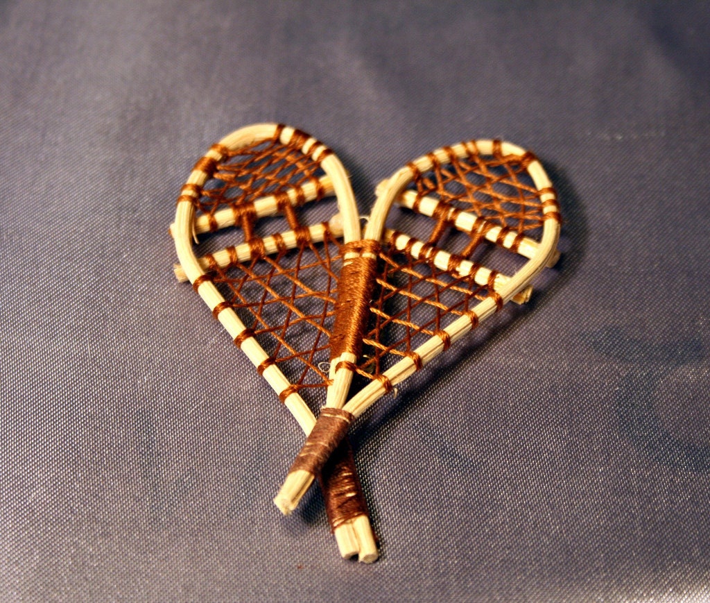 Sweet Natural Snowshoe Brooch or Pin