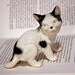 Creepy Weird Cat Figurine - White and Black Cat Statue - Scary Cat