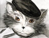 PiCATso, The Painter Kitty - Archival Print from Original Watercolor